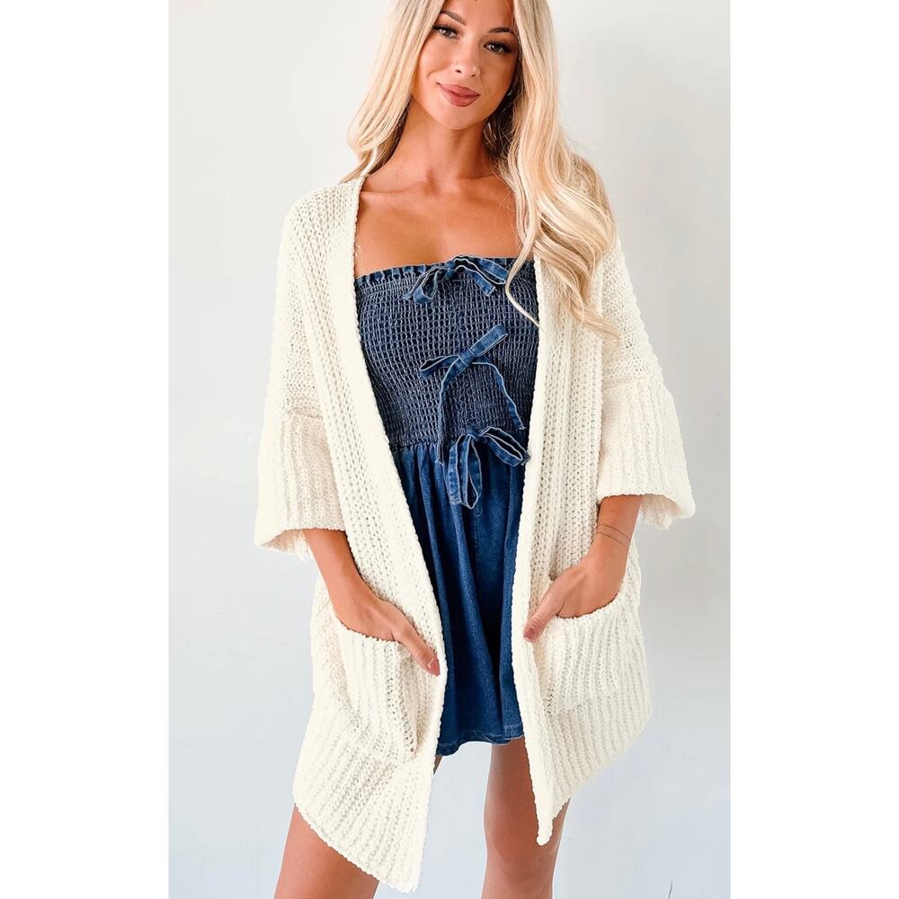 POL Sylvie Chunky Oversized Cardigan in Cream. Size L - Picture 4 of 9